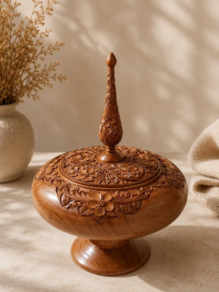 شکلاتخوری پایه دار منبتکاری شده