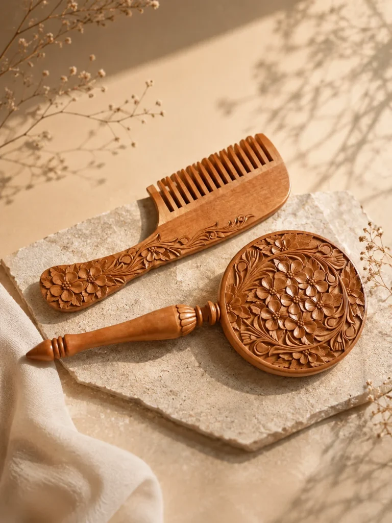 آینه و شانه منبتکاری شده