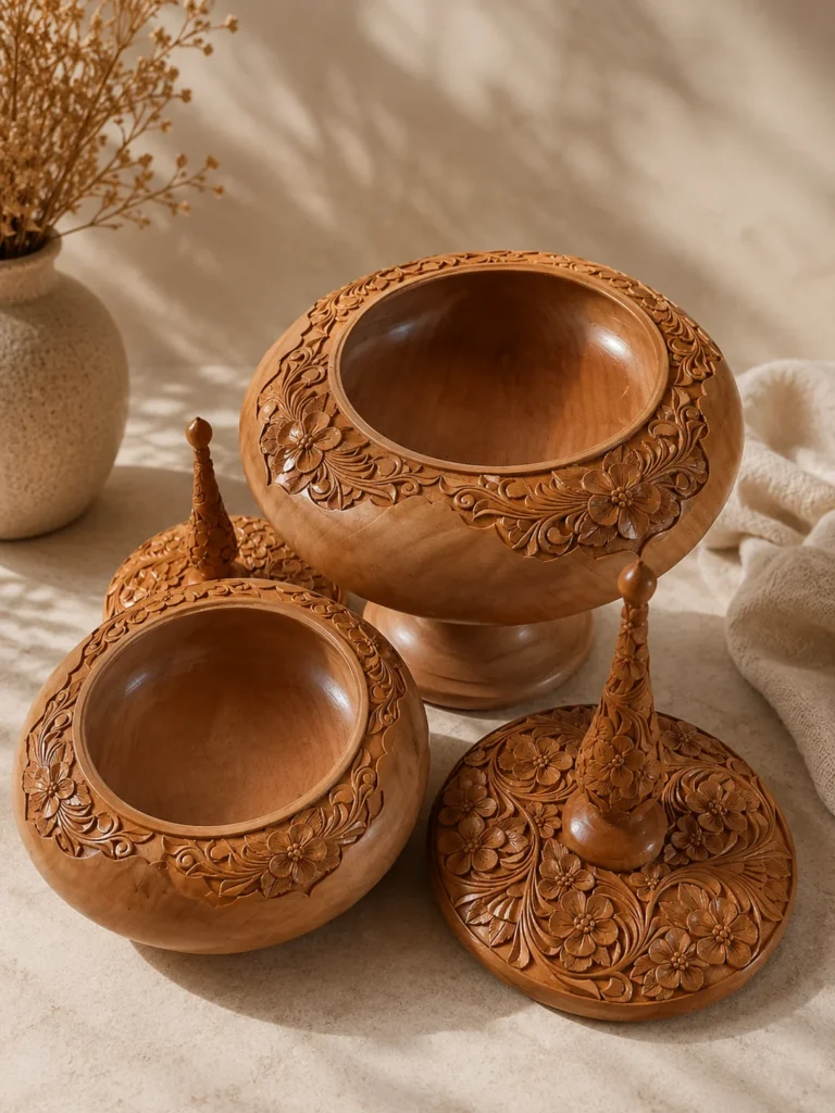 شکلاتخوری چوبی منبتکاری شده